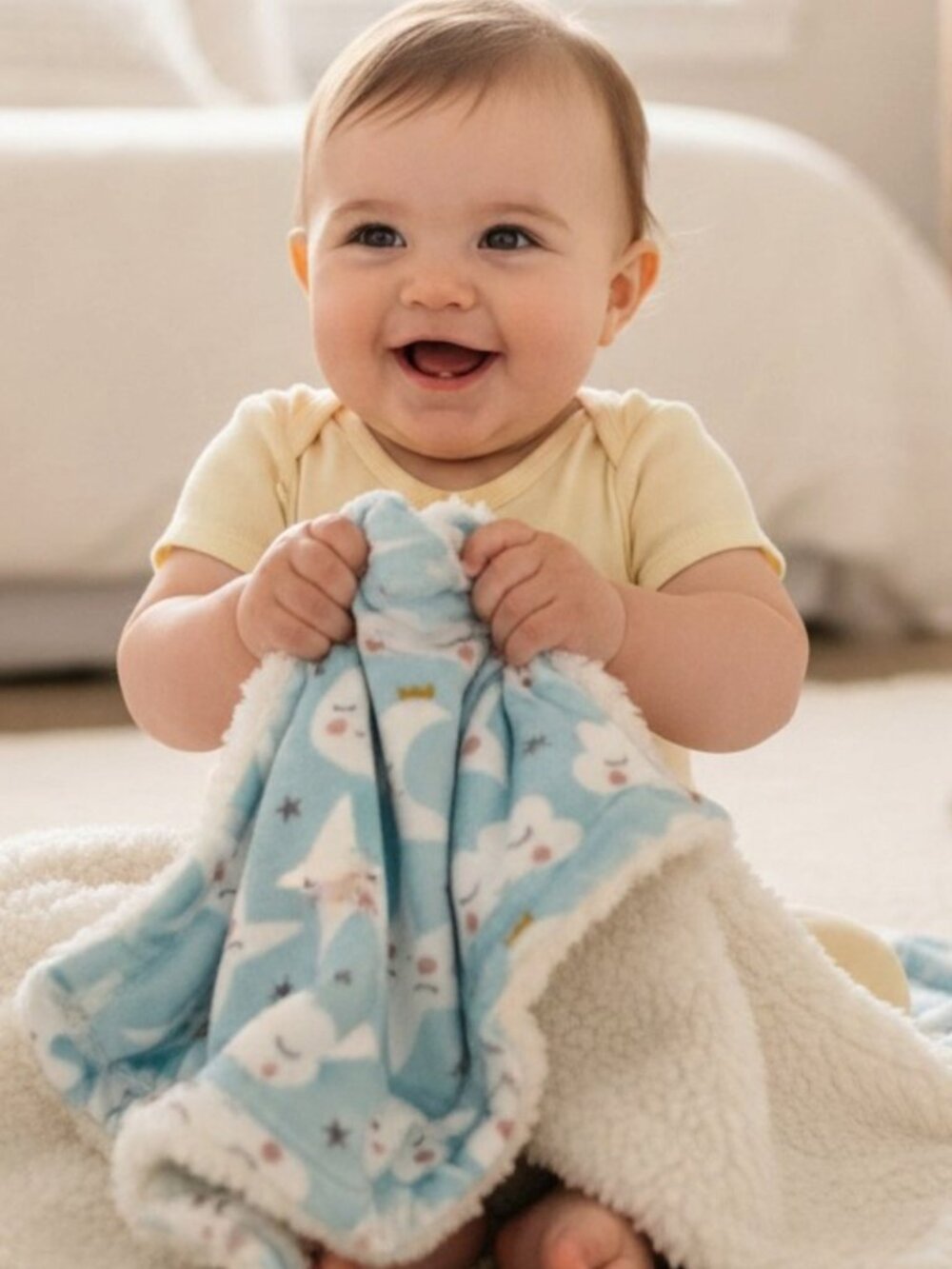 NEW Sherpa Mink Moon Stars Clouds Plush Baby Blanket Lila & Jack Celestial GIFT
